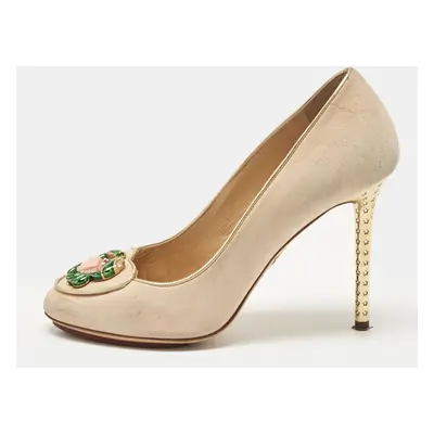 Charlotte Olympia Beige Suede Birthday Zodiac Pumps Size 36.5