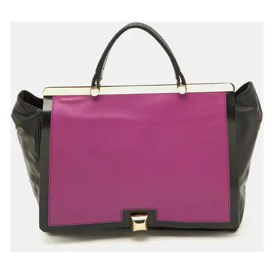 Furla Black/Pink Leather Cortina Top Handle Bag