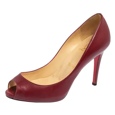 Christian Louboutin Burgundy Leather Yoyo Pumps Size 36.5