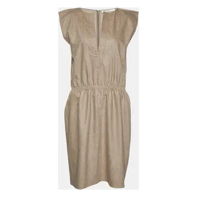 Balenciaga Light Brown Wool Sleeveless Midi Dress