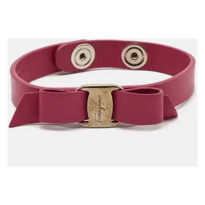 Salvatore Ferragamo Pink Leather Vara Bow Bracelet