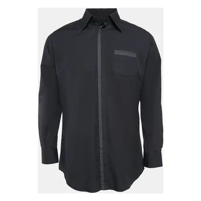 Dolce & Gabbana Gold Navy Blue Cotton Long Sleeve Shirt