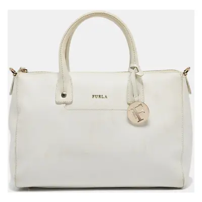 Furla White Leather Zip Tote