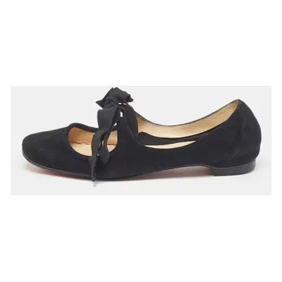 Christian Louboutin Black Suede Bow Tie Ballet Flats Size 35.5