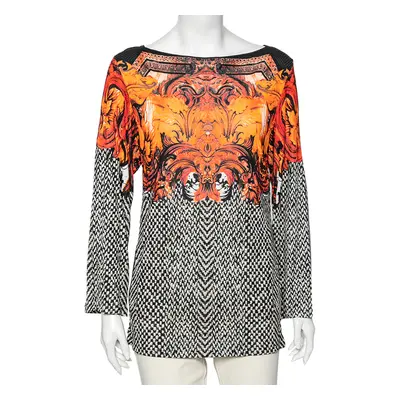 Roberto Cavalli Multicolor Printed Jersey Long Sleeves Top