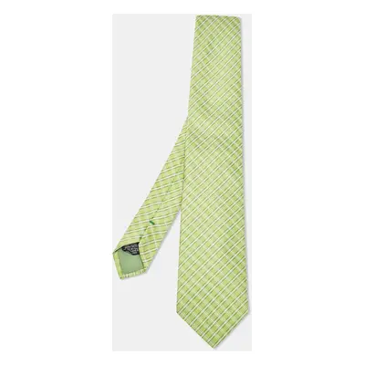 Boss By Hugo Boss Green Check Pattern Silk Tie