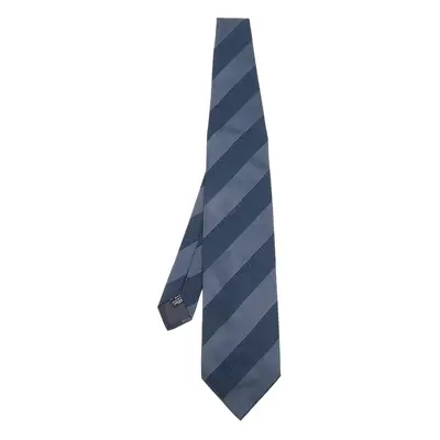 Emporio Armani Navy Blue Striped Silk Tie