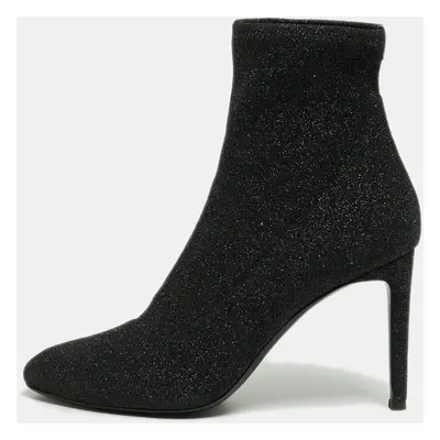 Giuseppe Zanotti Black Glitter Fabric Ankle Boots Size