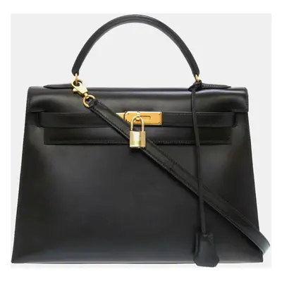 Hermes Black Box calf Kelly Handbag