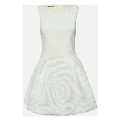 Elisabetta Franchi White Patterned Stretch Crepe Mini Dress