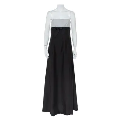 Valentino Black & White Wool & Silk Blend Bow Detail Strapless Tube Dress