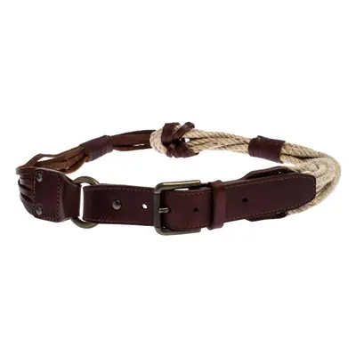 Bottega Veneta Brown/Beige Leather and Rope Knot Buckle Belt 85CM