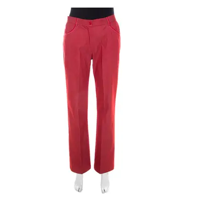 M Missoni Red Cotton Denim Wide Legged Jeans