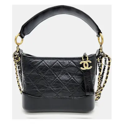 Chanel Black Leather Gabrielle Small Hobo Bag