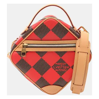 Louis Vuitton Chess Coated Canvas Leather Damier Red Black Brown Handbag