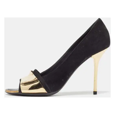 Louis Vuitton Black Suede Open Toe Pumps Size