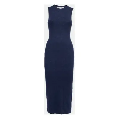 Victoria Beckham Navy Blue Knit Ribbed Sleeveless Maxi Dress