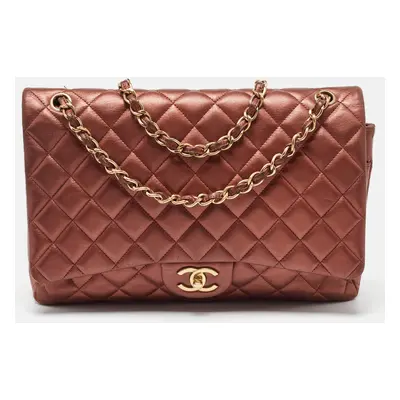 Chanel Copper Quilted Leather Maxi Classic Double Flap Bag