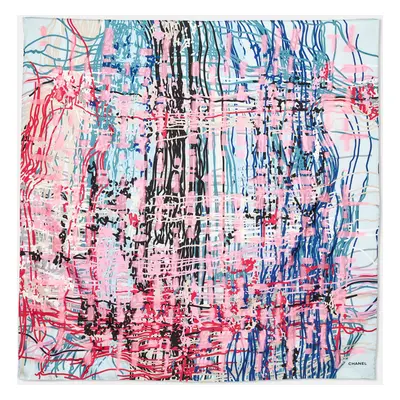 Chanel Multicolor Scribble Print Silk Square Scarf