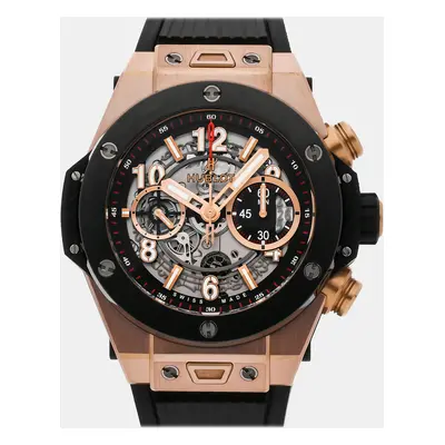 Hublot Skeleton 18k Rose Gold Big Bang Unico 411.OM.1180.RX Automatic Men's Wristwatch mm