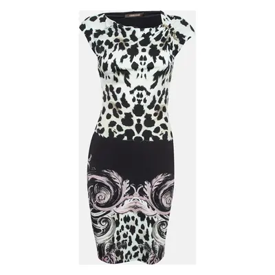 Roberto Cavalli Black Animal Print Jersey Sleeveless Short Dress