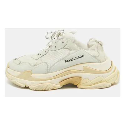 Balenciaga White Mesh and Leather Triple Sneakers Size