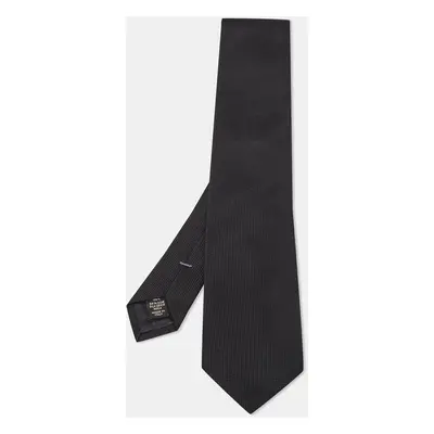 Ermenegildo Zegna Black Patterned Silk Tie