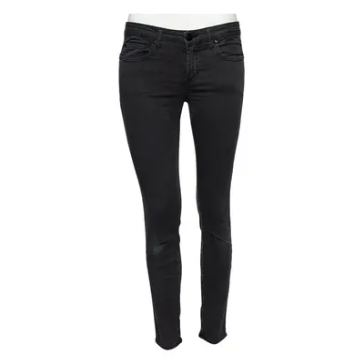 Versace Charcoal Grey Denim Stud Embellished Pocket Detailed Jeans