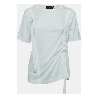 Joseph Off White Cotton Adjustable Strap Detailed Half Sleeve T-Shirt