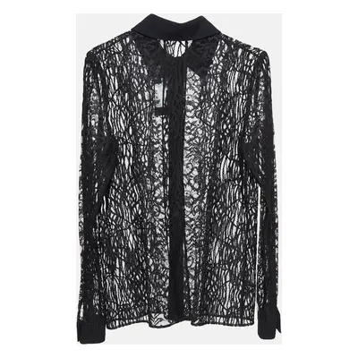 Elie Saab Black Lace Sheer Shirt