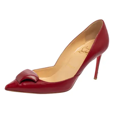 Christian Louboutin Burgundy Leather Pointed-Toe Pumps Size 36.5