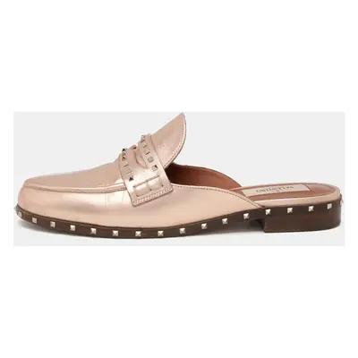 Valentino Metallic Rose Gold Leather Soul Rockstud Mules Size