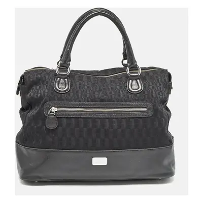 Dior Black Monogram Canvas and Leather Front Pocket Tote