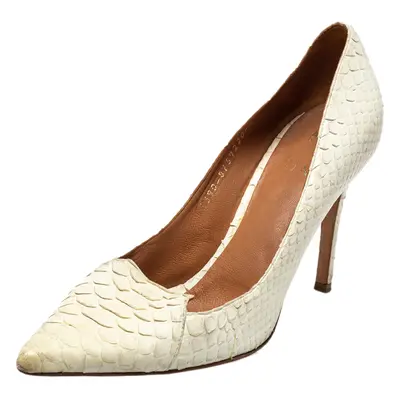 Gina Off White Python Pointed Toe Pumps Size 37.5