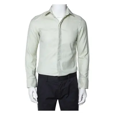 Emporio Armani Light Green Cotton Button Front Shirt