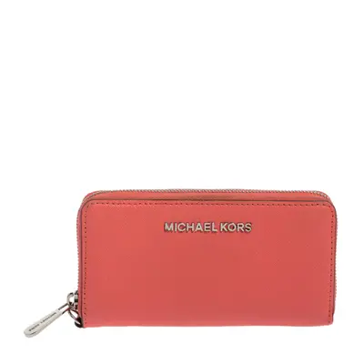 Michael Kors Pink Leather Zip Around Wristlet Wallet