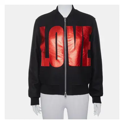 Givenchy Black Wool Love Printed Bomber Jacket