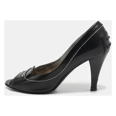 Tod's Black Leather Peep Toe Pumps Size