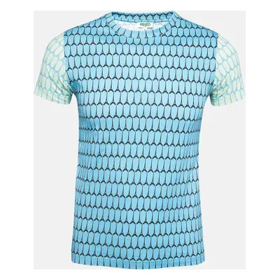 Kenzo Blue Printed Cotton Crew Neck Short Sleeve T-Shirt