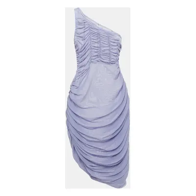 Danielle Guizio Purple Mesh Ruched Mini Dress