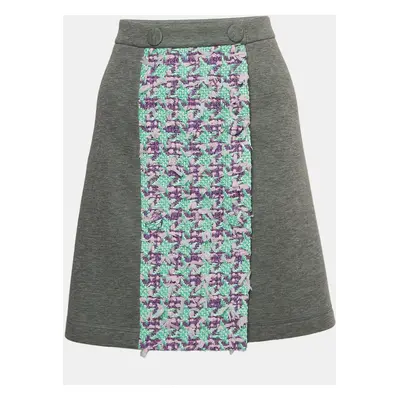 Boutique Moschino Grey Modal and Cotton Tweed Detail Mini Skirt