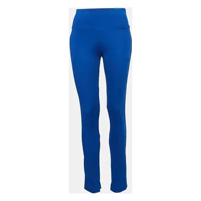 Adidas Blue Knit Tight Fit Mid Rise Trackpants