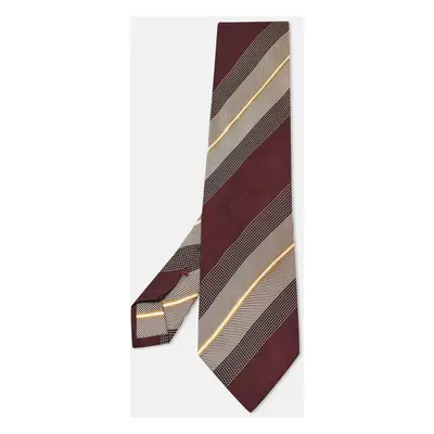 Ermenegildo Zegna Burgundy Striped Silk Traditional Tie