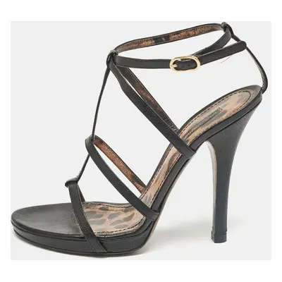 Dolce & Gabbana Black Leather Strappy Sandals Size