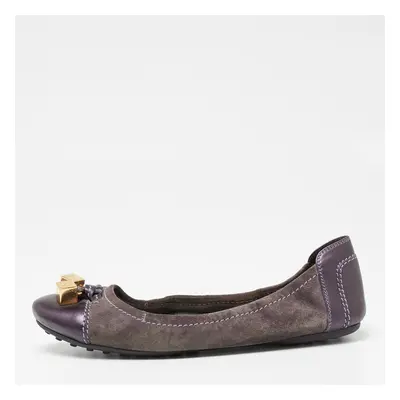 Louis Vuitton Purple Suede And Leather Dice Scrunch Ballet Flats Size