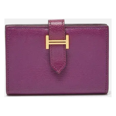 Hermes Anemone Chevre Chamkila Leather Bearn Card Holder