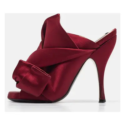 Nº21 Burgundy Satin Knotted Bow Mules Size