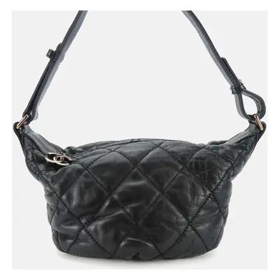 Chanel Black Leather Coco Mark Wild Stitch Shoulder Bag