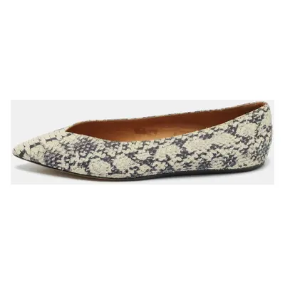 Isabel Marant Grey Python Embossed Leather Ballet Flats Size