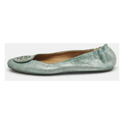 Tory Burch Metallic Suede Minnie Ballet Flats Size